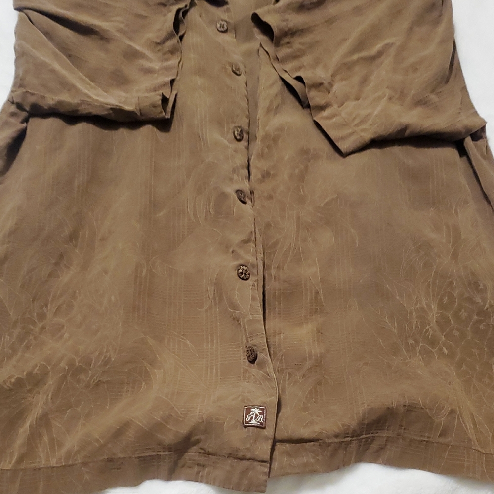 Tommy Bahama Brown 100% Silk Shirt - Picture 4 of 12